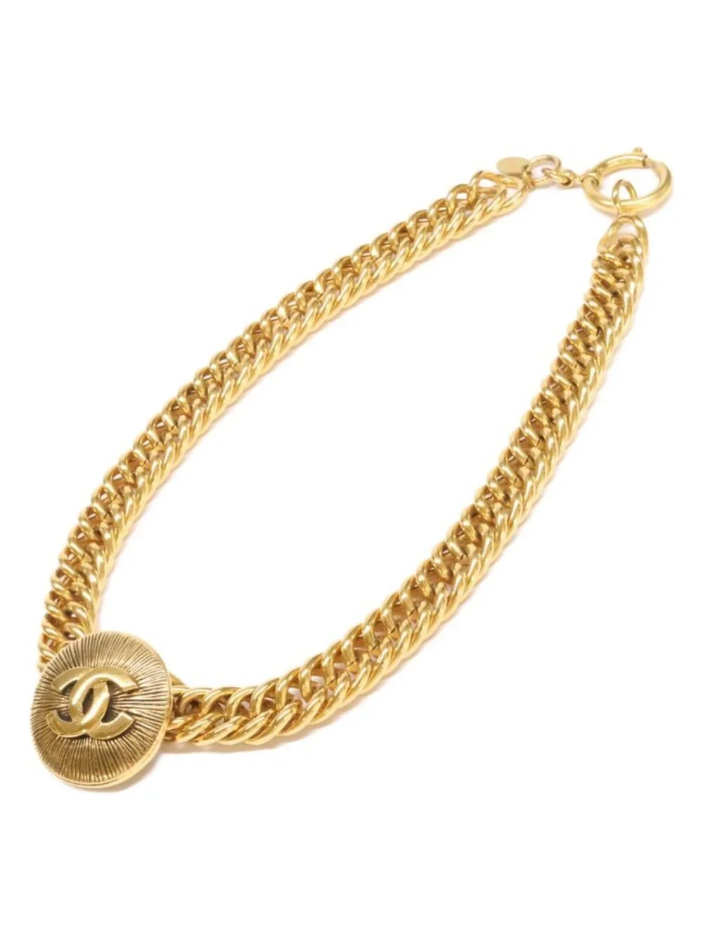 Chanel Vintage CC Logo Chain Choker Necklace